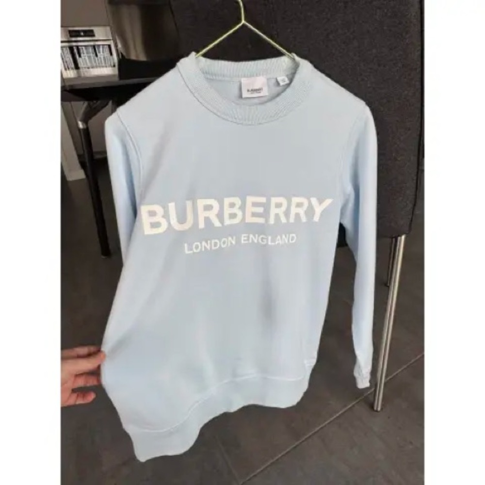 Authentic Burberry Logo Sweatshirt in a pale blue colorway.⭐️